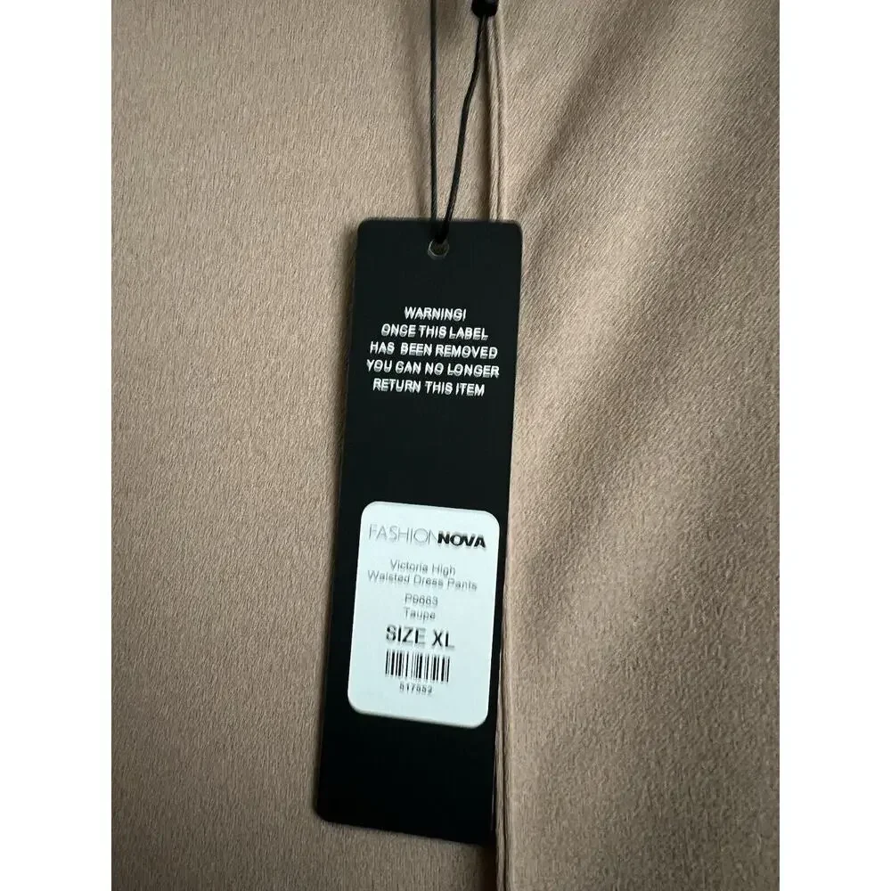 Fashion Nova victoria high waisted dress pants taupe Size XL NEW WOMENS - Picture 4 of 8